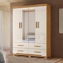 Guarda Roupa Solteiro Ambiente Miami 4 Portas Freijó Off White com Espelho - Moval Guarda Roupa Solteiro Ambiente Miami 4 Portas Freijó Off White com Espelho - Moval