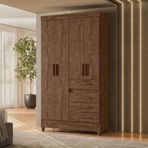 Guarda Roupa Solteiro Ambiente Sobral 4 Portas Castanho Wood - Moval Guarda Roupa Solteiro Ambiente Sobral 4 Portas Castanho Wood - Moval