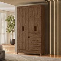 Guarda Roupa Solteiro Ambiente Sobral 4 Portas Castanho Wood - Moval