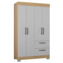 Guarda Roupa Solteiro Ambiente Tóquio 4 Portas Damasco Off White - Poquema