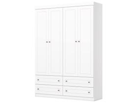 Guarda-Roupa Solteiro Americano 4 Portas 4 Gavetas Branco Hp - Henn