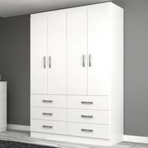 Guarda-Roupa Solteiro áquila 4 Portas 6 Gavetas Branco - Pnr Móveis