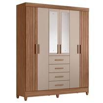 Guarda Roupa Solteiro Aruba 6 Portas Carvalho Fendi com Espelho - Moval Guarda Roupa Solteiro Aruba 6 Portas Carvalho Fendi com Espelho - Moval