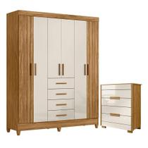 Guarda Roupa Solteiro Aruba E Cômoda Dhara Freijó Off White - Moval