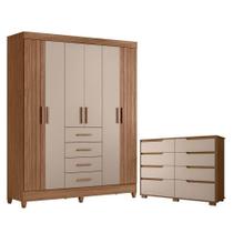 Guarda Roupa Solteiro Aruba E Cômoda Georgia Carvalho Fendi - Moval