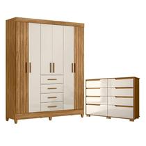 Guarda Roupa Solteiro Aruba e Cômoda Georgia Freijó Off White Moval