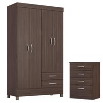 Guarda Roupa Solteiro Astro com Comôda Astral Café - Demóbile