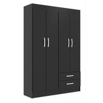 Guarda-Roupa Solteiro Atalaia 4 PT 2 GV Preto