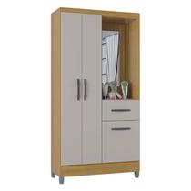 Guarda Roupa Solteiro Atlas Capelinha 3 Portas Damasco Off White Brilho - Poquema