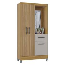 Guarda Roupa Solteiro Atlas Capelinha 3 Portas Damasco Ripado Off White Brilho - Poquema