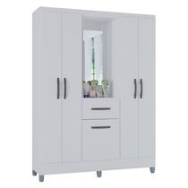 Guarda Roupa Solteiro Atlas Capelinha 5 Portas Branco Brilho - Poquema