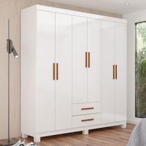 Guarda-Roupa Solteiro Aurora 6 Portas 2 Gavetas 22116 Branco - Carioca Móveis Guarda-Roupa Solteiro Aurora 6 Portas 2 Gavetas 22116 Branco - Carioca Móveis