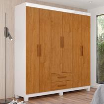 Guarda-Roupa Solteiro Aurora 6 Portas 2 Gavetas 22116 Branco/Cinamomo - Carioca Móveis Guarda-Roupa Solteiro Aurora 6 Portas 2 Gavetas 22116 Branco/Cinamomo - Carioca Móveis