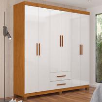 Guarda-Roupa Solteiro Aurora 6 Portas 2 Gavetas 22116 Cinamomo/Branco - Carioca Móveis Guarda-Roupa Solteiro Aurora 6 Portas 2 Gavetas 22116 Cinamomo/Branco - Carioca Móveis