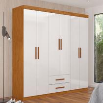 Guarda-Roupa Solteiro Aurora 6 Portas 2 Gavetas Cinamomo/Branco - Carioca Móveis