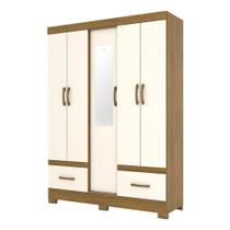 Guarda Roupa Solteiro B60 Nature Off White Com Espelho Briz Móveis
