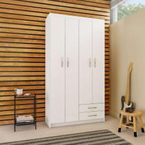 Guarda-Roupa Solteiro Bangkok 4PT 2GV Branco