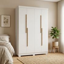 Guarda-Roupa Solteiro Bari 4 Portas 2 Gavetas 100% MDF Off White/Nevaska