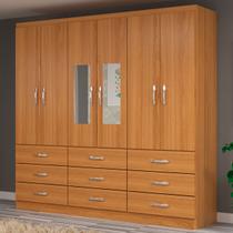 Guarda-Roupa Solteiro Bergamo 6 Portas 9 Gavetas com Espelho Cinamomo - Evidencia Móveis