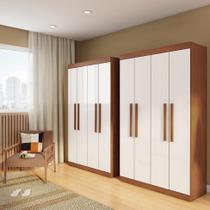 Guarda-Roupa Solteiro Beverly 4 PT Imbuia e Off White