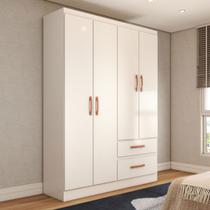 Guarda-Roupa Solteiro Boulevard 4 Portas 2 Gavetas Branco - Panorama Móveis Guarda-Roupa Solteiro Boulevard 4 Portas 2 Gavetas Branco - Panorama Móveis