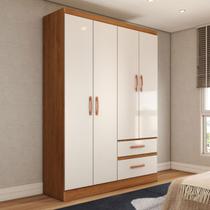 Guarda-Roupa Solteiro Boulevard 4 Portas 2 Gavetas Off White/Nogueira - Panorama Móveis Guarda-Roupa Solteiro Boulevard 4 Portas 2 Gavetas Off White/Nogueira - Panorama Móveis
