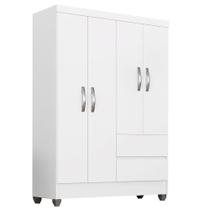 Guarda Roupa Solteiro Bruna 4 Portas Branco FF