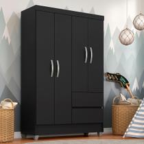 Guarda Roupa Solteiro Bruna 4 Portas Preto Fosco - Moveis Arapongas - A Móveis Arapongas