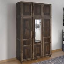 Guarda-Roupa Solteiro Campo Grande 6 Portas com Espelho Imbuia - Rodmoveis