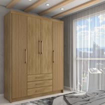 Guarda-Roupa Solteiro Canyon 4 Portas 3 Gavetas Nature/Brisa - Panorama Móveis