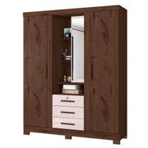 Guarda Roupa Solteiro Capelinha Premium 3 Portas Jacarandá Off White Zanzini