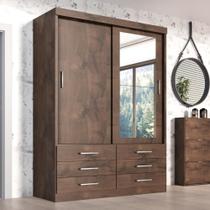 Guarda Roupa Solteiro Capri 2 Portas 6 Gav C/ Espelho