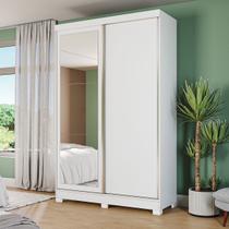 Guarda-Roupa Solteiro Cb01 2 Portas 2 Gavetas com Espelho Branco - Kappesberg