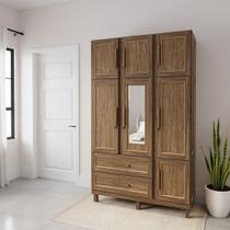 Guarda-Roupa Solteiro Ceará 7 Portas 2 Gavetas 2 Prateleiras com Espelho Imbuia Natural - Rodmóveis Guarda-Roupa Solteiro Ceará 7 Portas 2 Gavetas 2 Prateleiras com Espelho Imbuia Natural - Rodmóveis