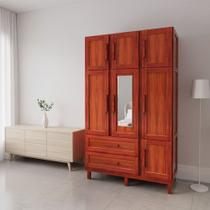 Guarda-Roupa Solteiro Ceará 7 Portas 2 Gavetas 2 Prateleiras com Espelho Mel - Rodmóveis Guarda-Roupa Solteiro Ceará 7 Portas 2 Gavetas 2 Prateleiras com Espelho Mel - Rodmóveis