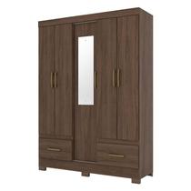 Guarda Roupa Solteiro Chale Castanho com Espelho Briz Móveis