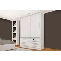 Guarda Roupa Solteiro Chicago c/ 2 Portas de Correr e 6 Gavetas Branco/Neve - Tcil Móveis Guarda Roupa Solteiro Chicago c/ 2 Portas de Correr e 6 Gavetas Branco/Neve - Tcil Móveis