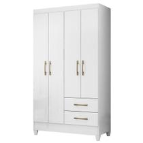 Guarda Roupa Solteiro Chile 4 Portas Branco Brilho - Moval