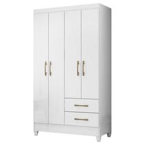 Guarda Roupa Solteiro Chile 4 Portas Branco Brilho - Moval