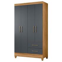 Guarda Roupa Solteiro Chile 4 Portas Freijó Cinza - Moval