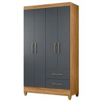 Guarda Roupa Solteiro Chile 4 Portas Freijó Cinza - Moval