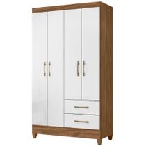 Guarda Roupa Solteiro Chile 4 Portas Naturale Branco Moval