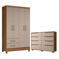 Guarda Roupa Solteiro Chile e Cômoda Georgia Carvalho Fendi Moval