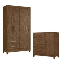 Guarda Roupa Solteiro Chile E Cômoda Vênus Com Pés Castanho Wood Moval Guarda Roupa Solteiro Chile E Cômoda Vênus Com Pés Castanho Wood Moval