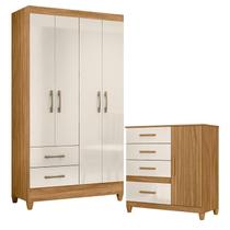 Guarda Roupa Solteiro Chile e Cômoda Vênus com Pés Freijó Off White Moval Guarda Roupa Solteiro Chile e Cômoda Vênus com Pés Freijó Off White Moval