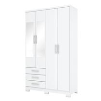 Guarda Roupa Solteiro City 4 Portas Branco com Espelho - Henn