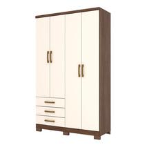 Guarda Roupa Solteiro City 4 Portas Castanho Off White - Henn