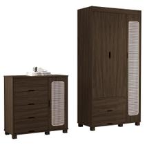 Guarda-roupa Solteiro Clara 3 Portas 4 Gavetas MDF Chocolate Milani Movelaria