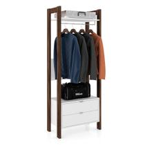 Guarda Roupa Solteiro Closet AZ1011 Branco/Nogal - Tecno Mobili