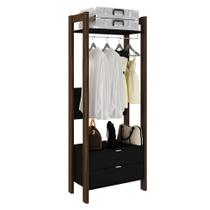 Guarda Roupa Solteiro Closet AZ1011 Preto/Nogal - Tecno Mobili